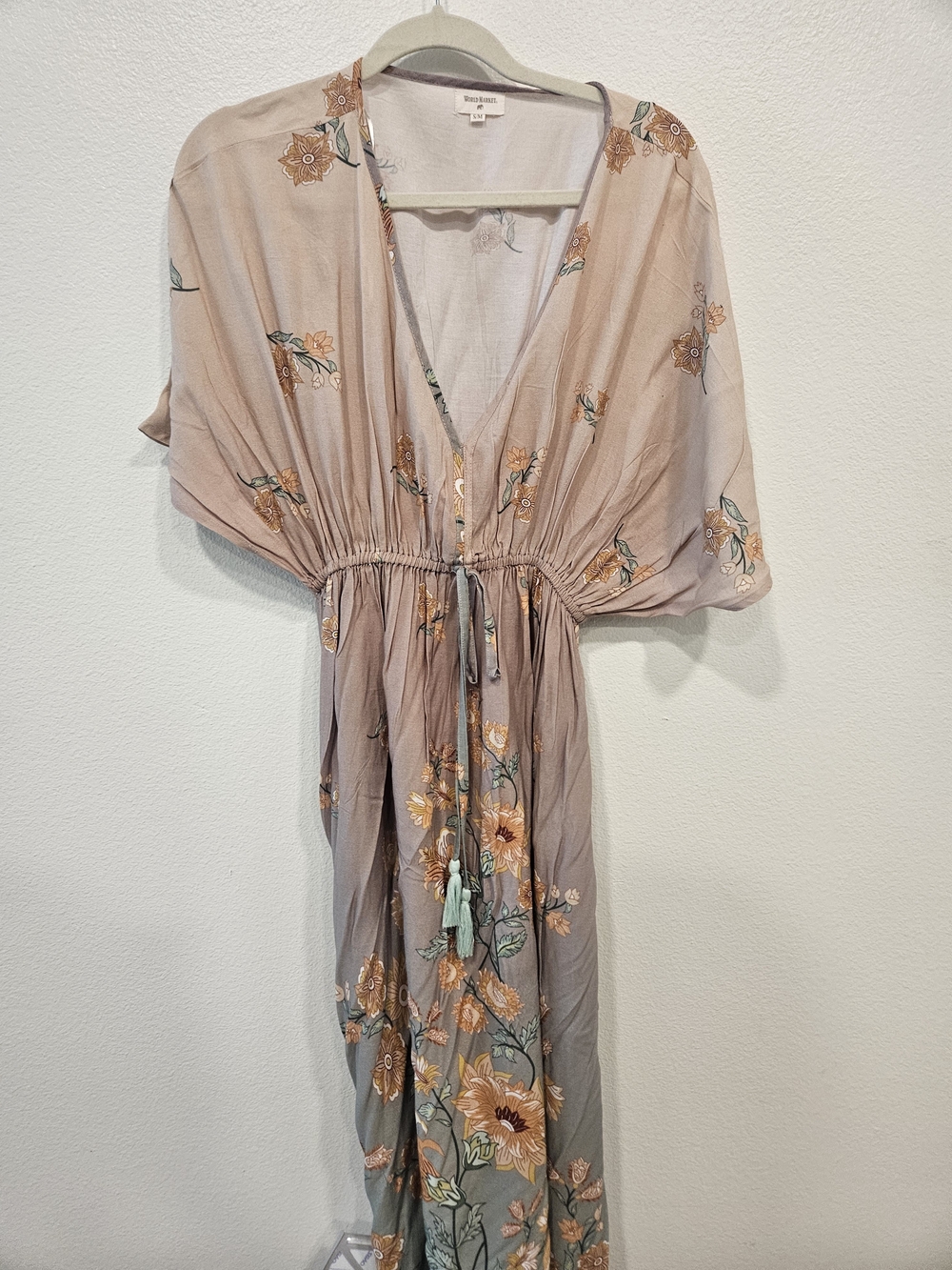 Cost Plus World Market Dusty Rose and Sage Floral Maxi Dress